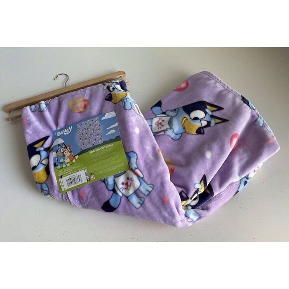 Disney Bluey Easter Eggs Bunny Silk Touch Throw Blanket Purple 50 X 70” NEW - Picture 1 of 13